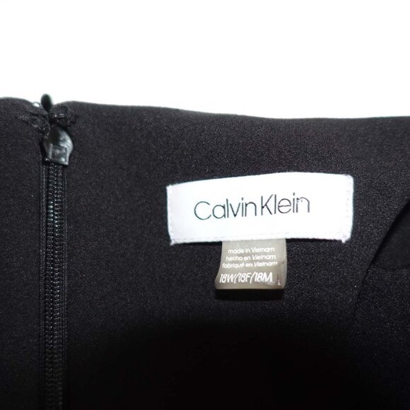 Calvin Klein Women's Shift Dress Size 18W 3/4 Sleeves Black White Bell Sleeves - Picture 5 of 7